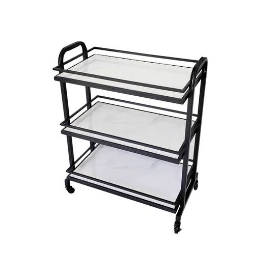 Samui Bar Cart - Black and White Marble